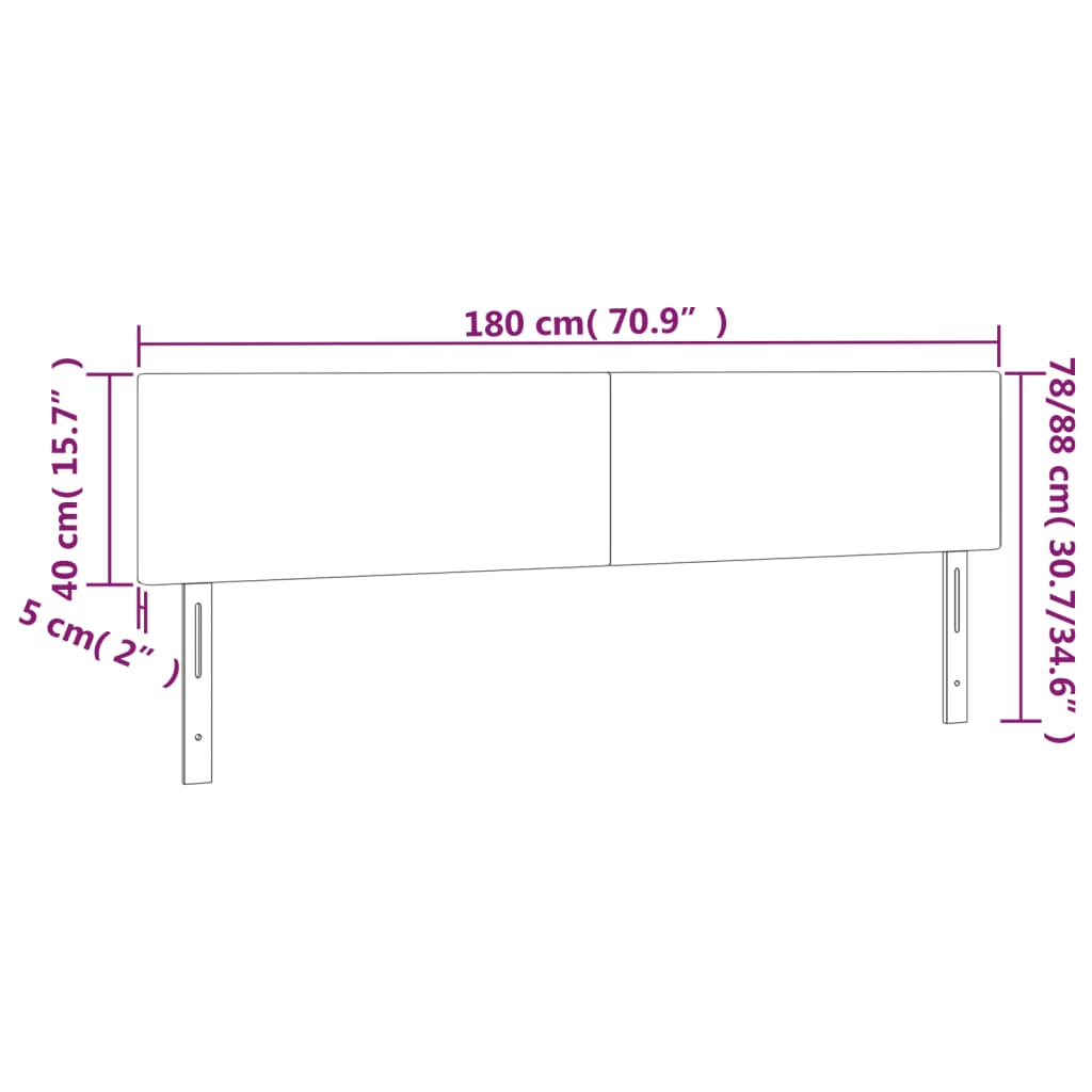 vidaXL sötétkék bársony LED-es fejtámla 180x5x78/88 cm