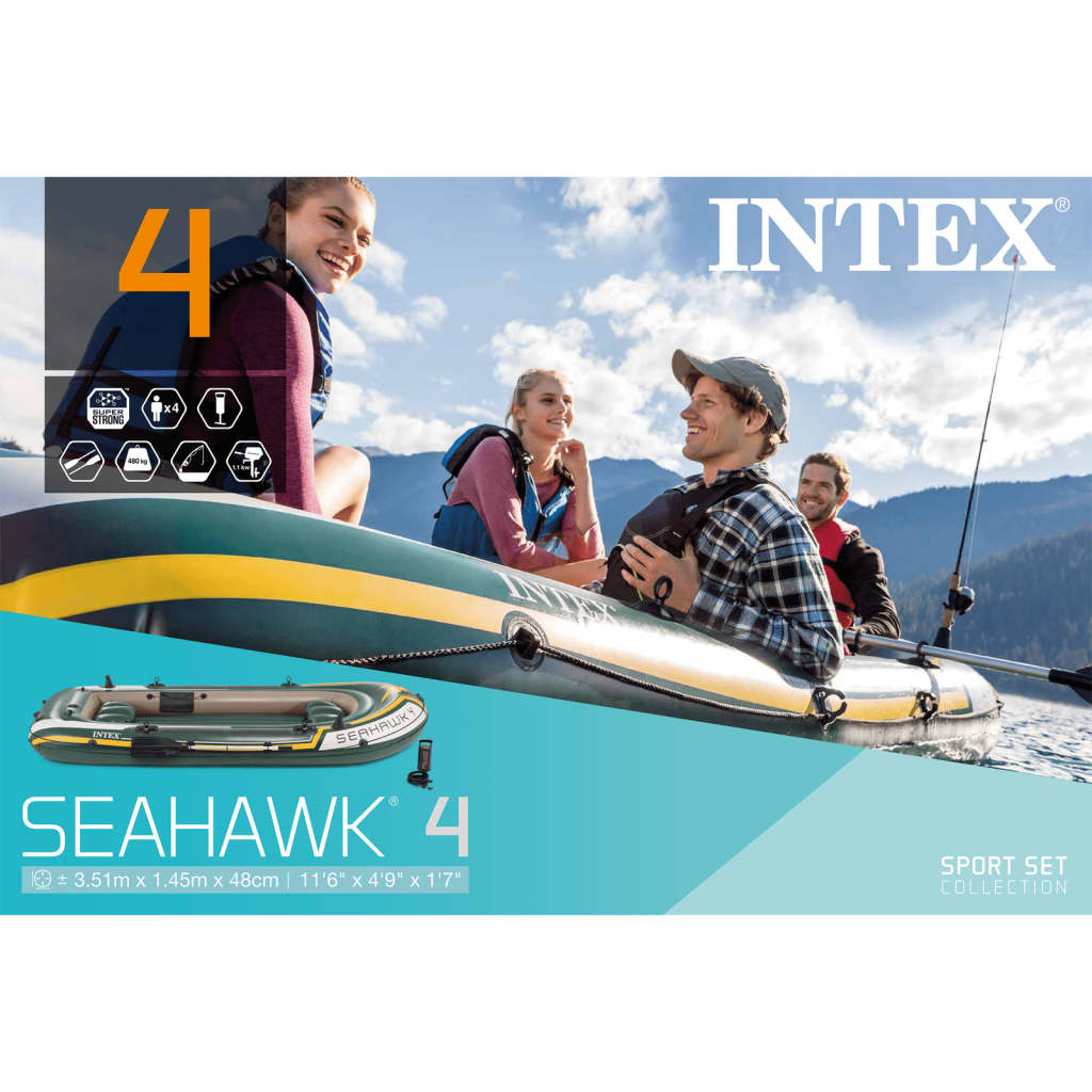 Intex Seahawk 68351NP 4 személyes csónakszett evezőkkel/pumpával