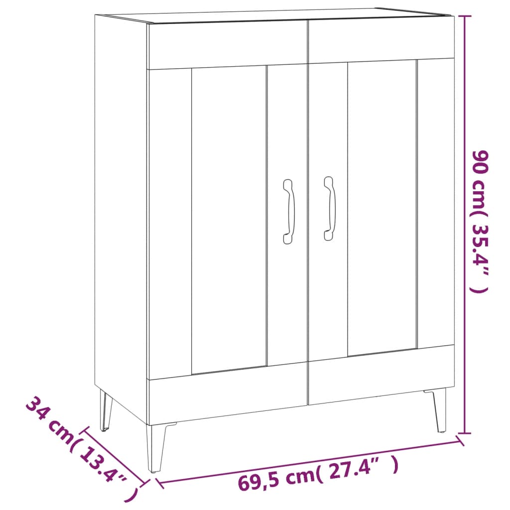 vidaXL betonszürke szerelt fa tálalószekrény 69,5 x 34 x 90 cm