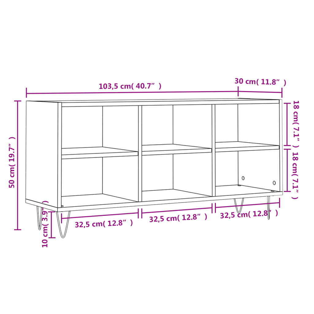 vidaXL barna tölgyszínű szerelt fa TV-szekrény 103,5x30x50 cm