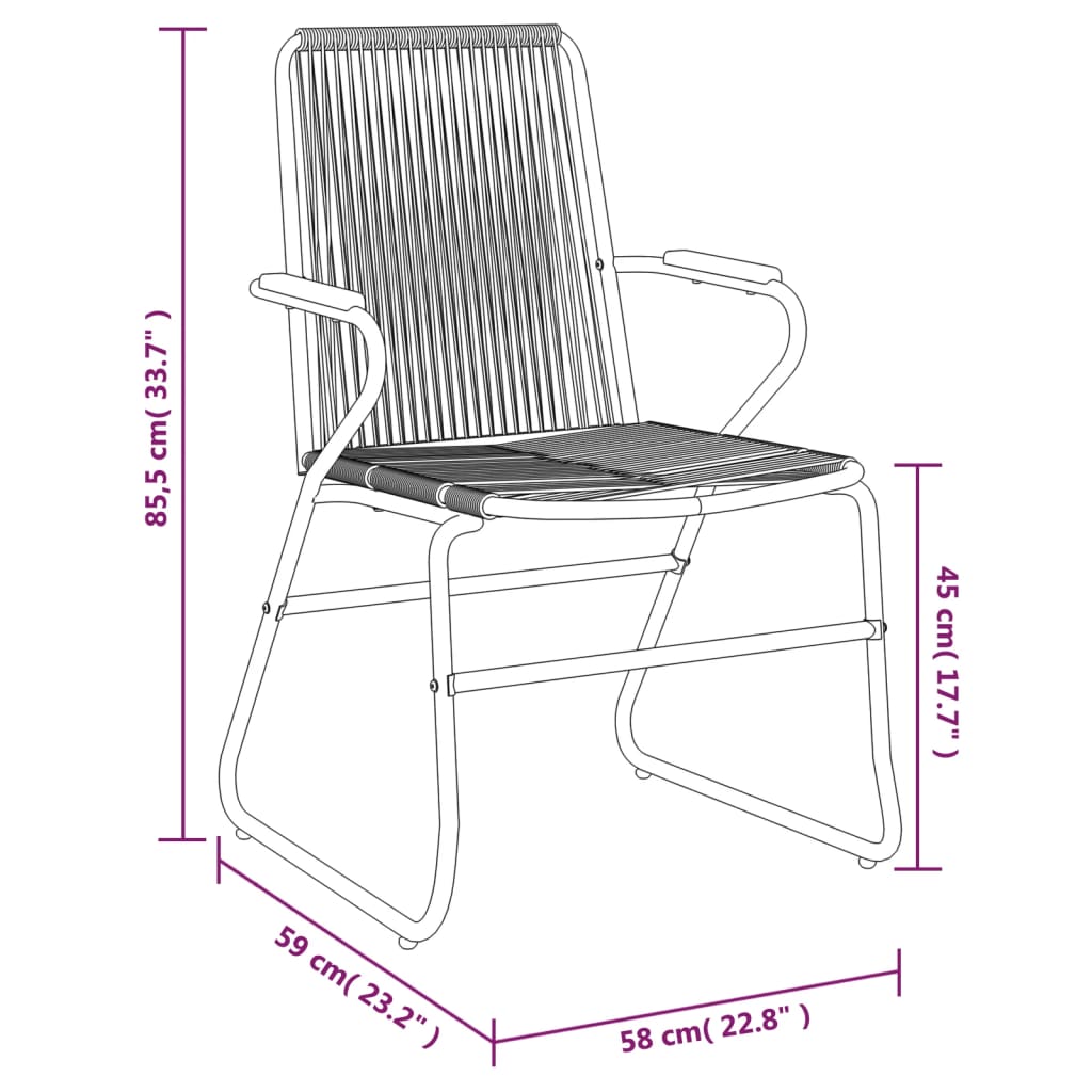 vidaXL 5 részes fekete PVC rattan kerti étkezőgarnitúra