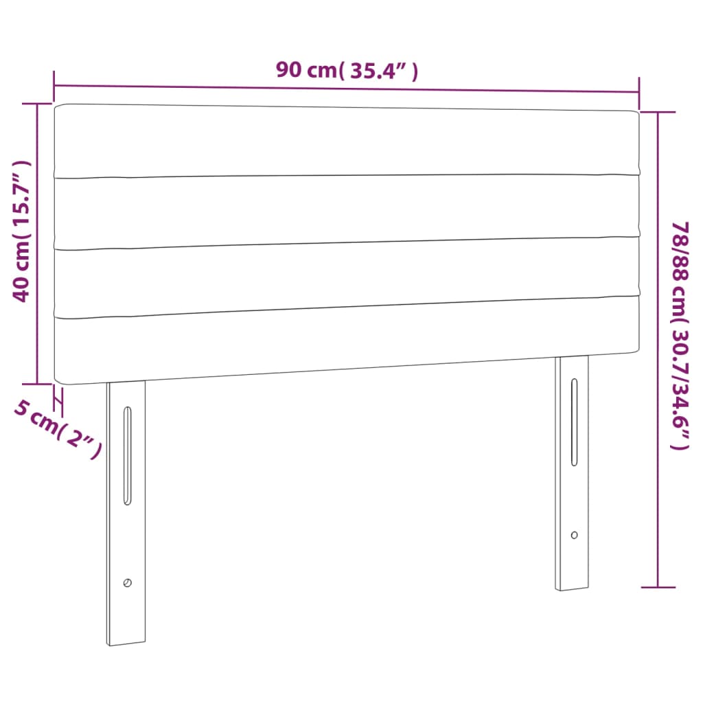 vidaXL sötétbarna szövet LED-es fejtámla 90x5x78/88 cm