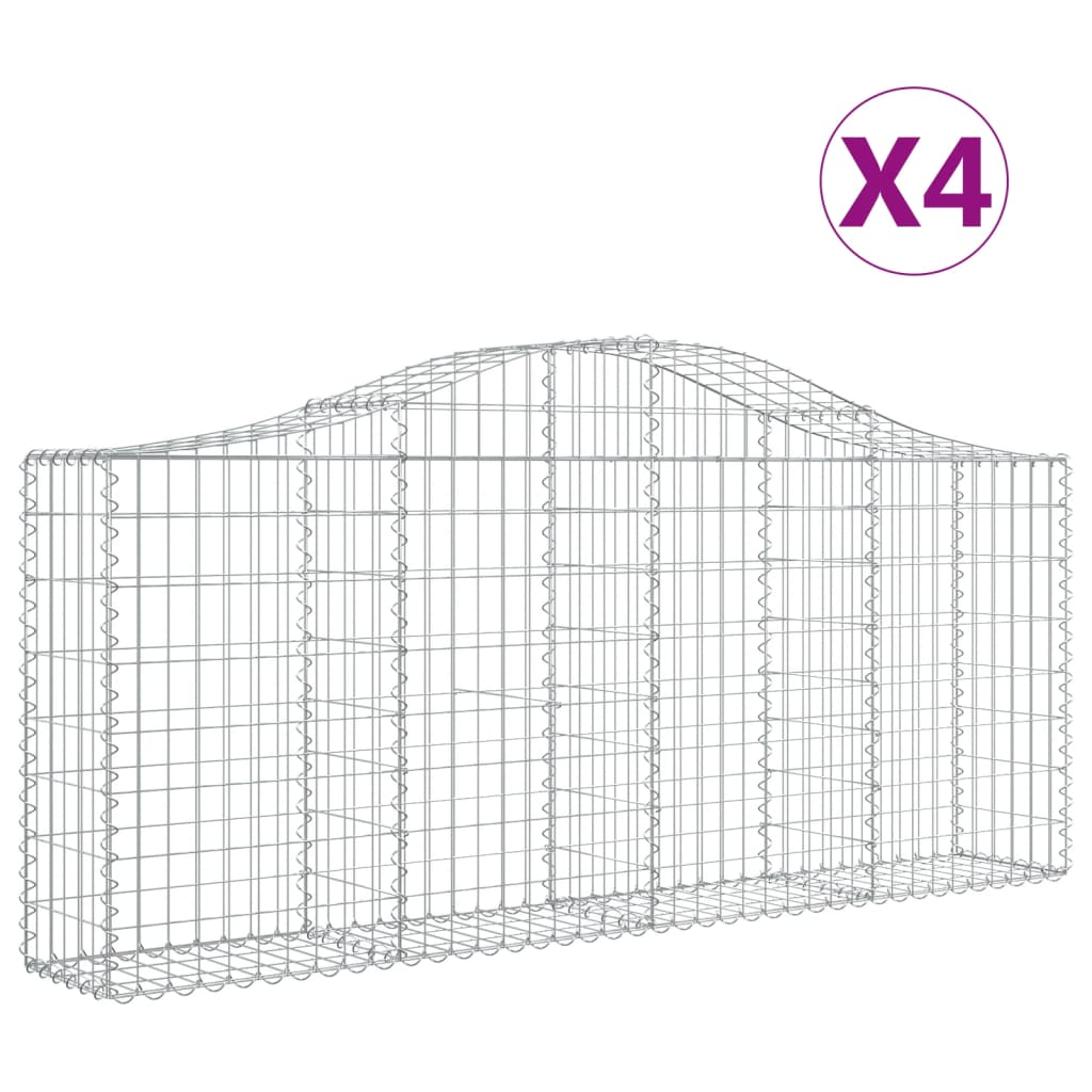 vidaXL 4 db íves horganyzott vas gabion kosár 200x30x80/100 cm