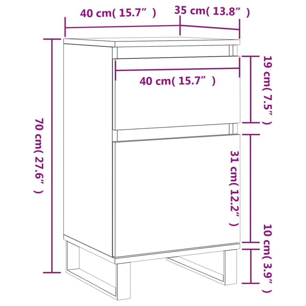 vidaXL szürke sonoma színű szerelt fa tálalószekrény 40 x 35 x 70 cm