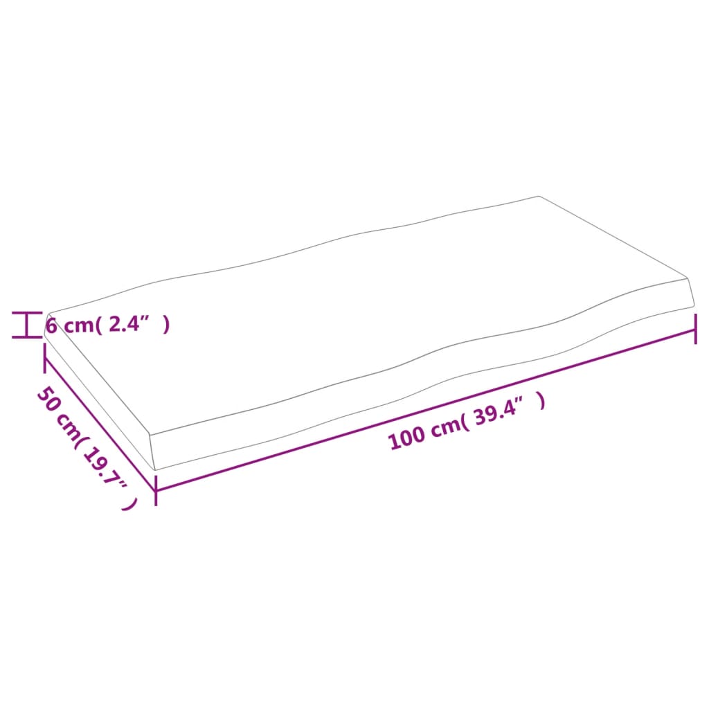 vidaXL sötétbarna kezelt tömör asztallap 100x50x(2-6) cm