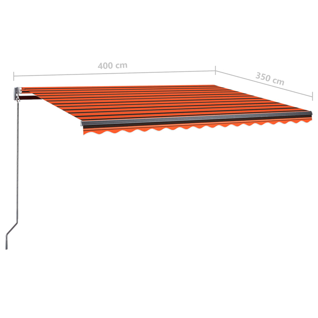 vidaXL narancssárga-barna szélérzékelős és LED-es napellenző 400x350cm