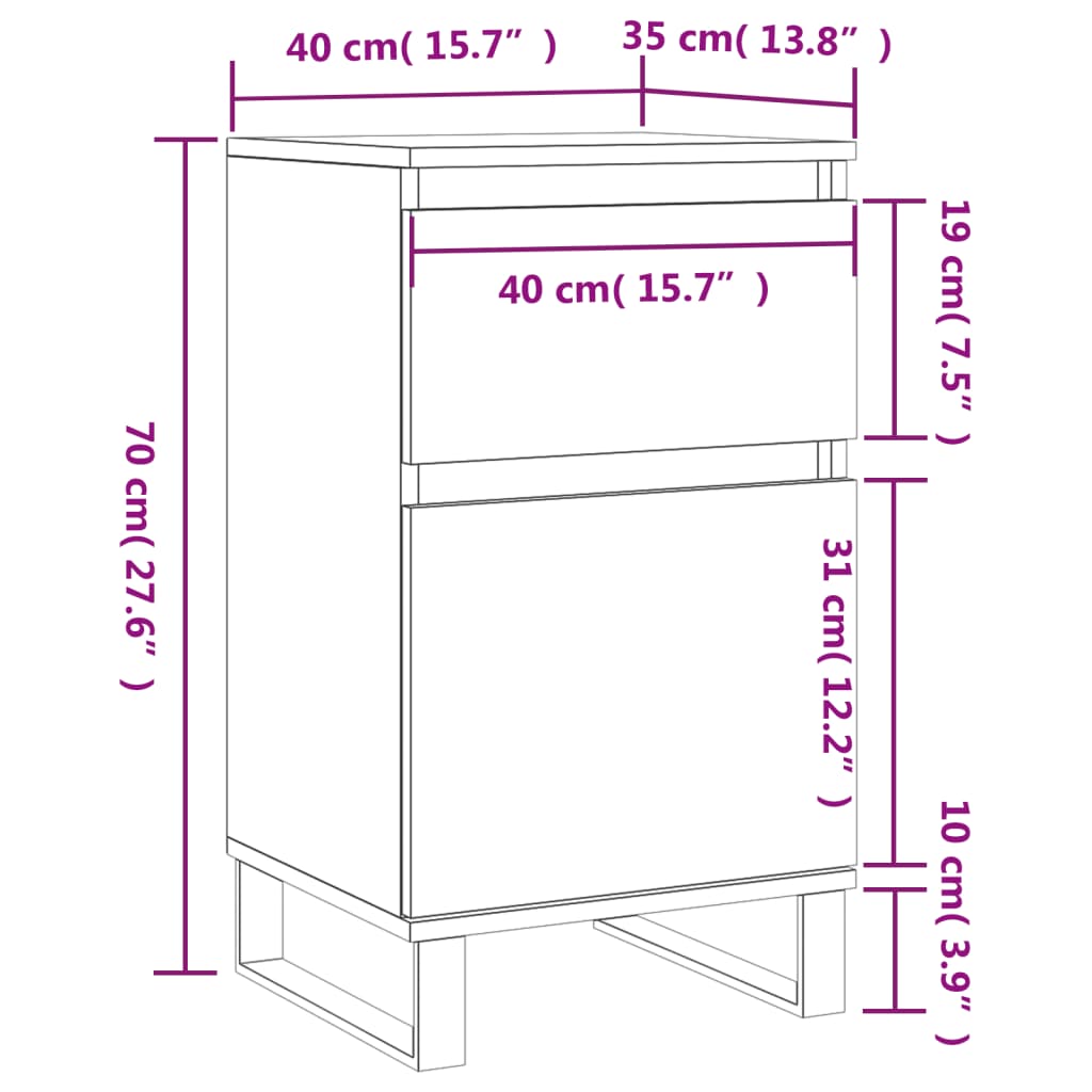 vidaXL 2 db szürke sonoma színű szerelt fa tálalószekrény 40x35x70 cm