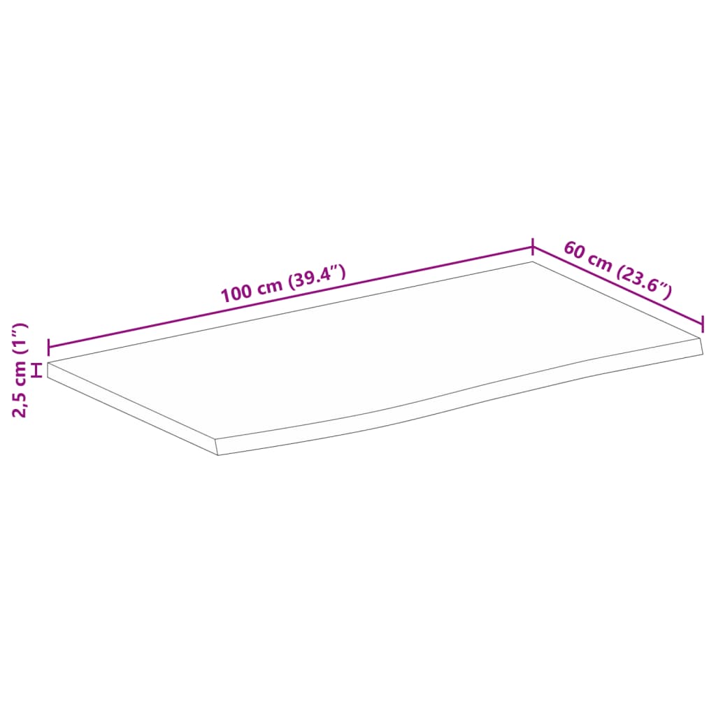 vidaXL tömör nyers mangófa természetes élű asztallap 100 x 60 x 2,5 cm