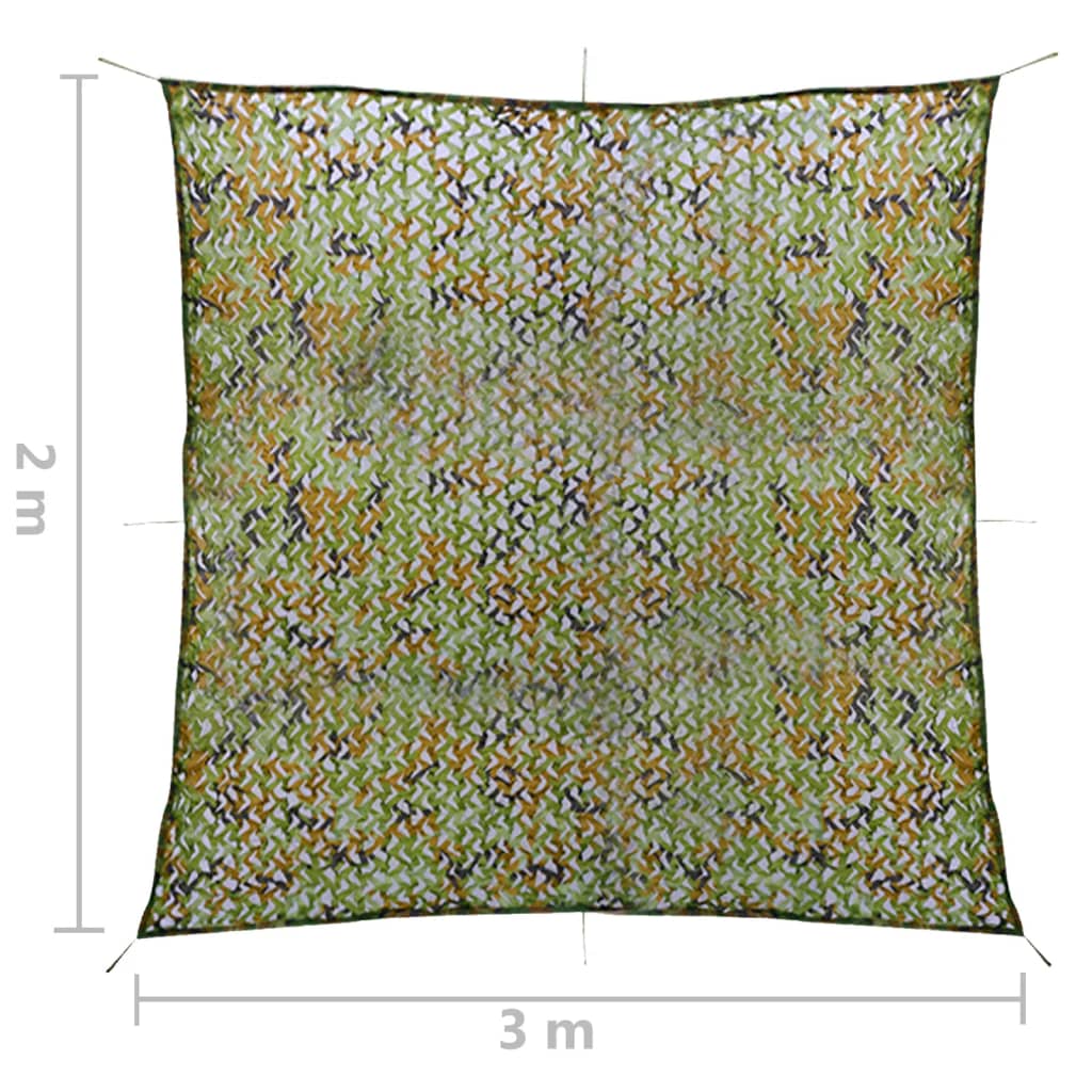 vidaXL zöld kamuflázsháló tárolózsákkal 2 x 3 m