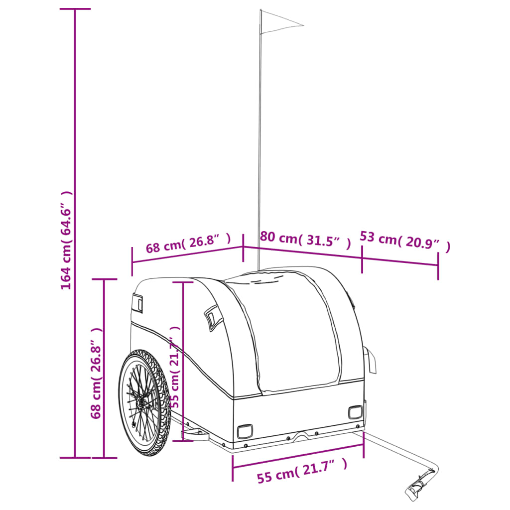 vidaXL fekete-sárga vas kerékpár-utánfutó 45 kg