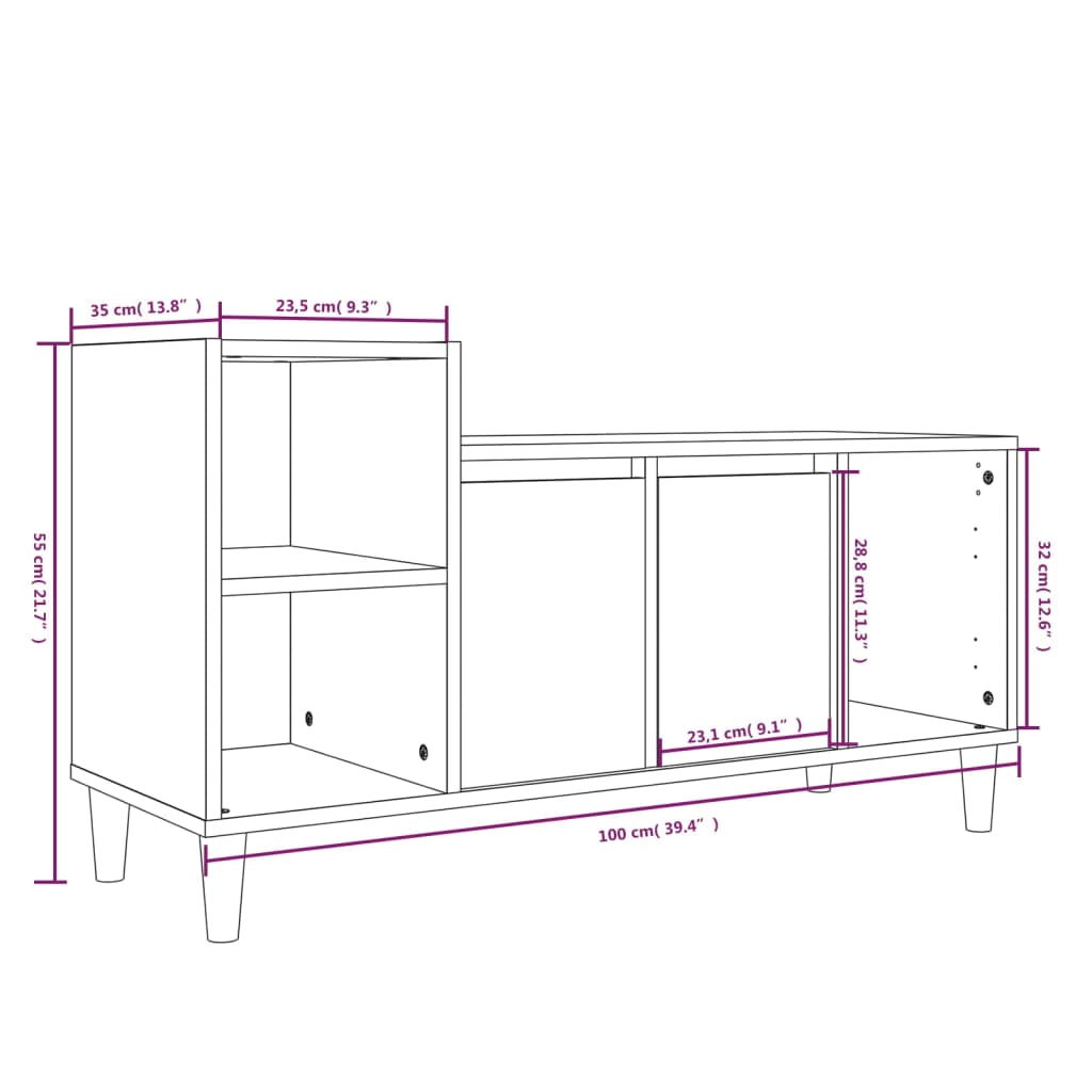 vidaXL betonszürke szerelt fa TV-szekrény 100 x 35 x 55 cm