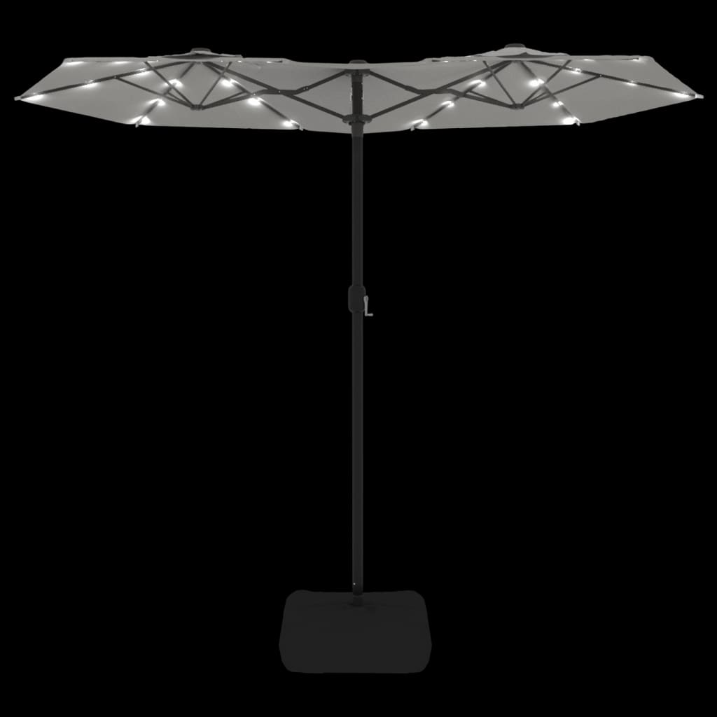 vidaXL homokfehér dupla tetős napernyő LED-ekkel 316x240 cm