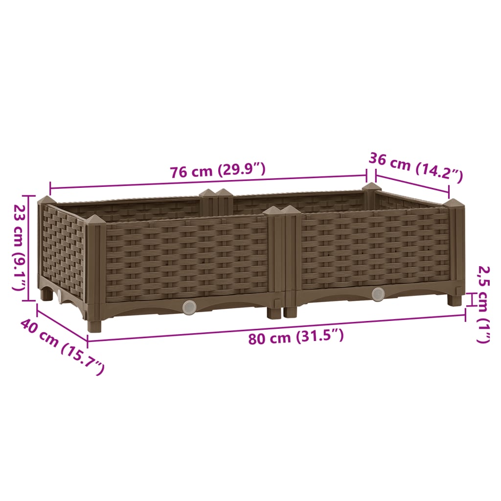 vidaXL polipropilén magaságyás 80 x 40 x 23 cm