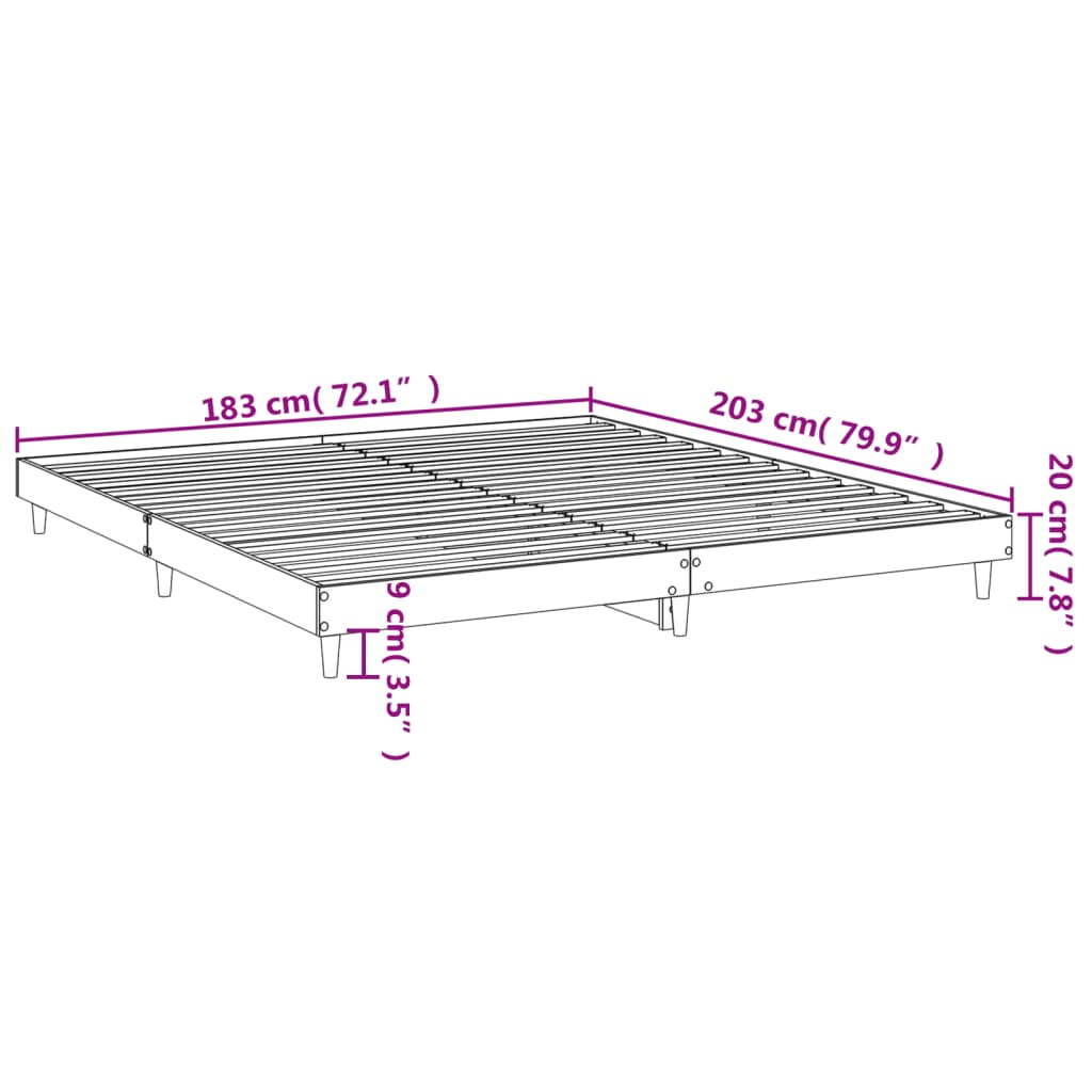 vidaXL sonoma tölgyszínű szerelt fa ágykeret 180 x 200 cm