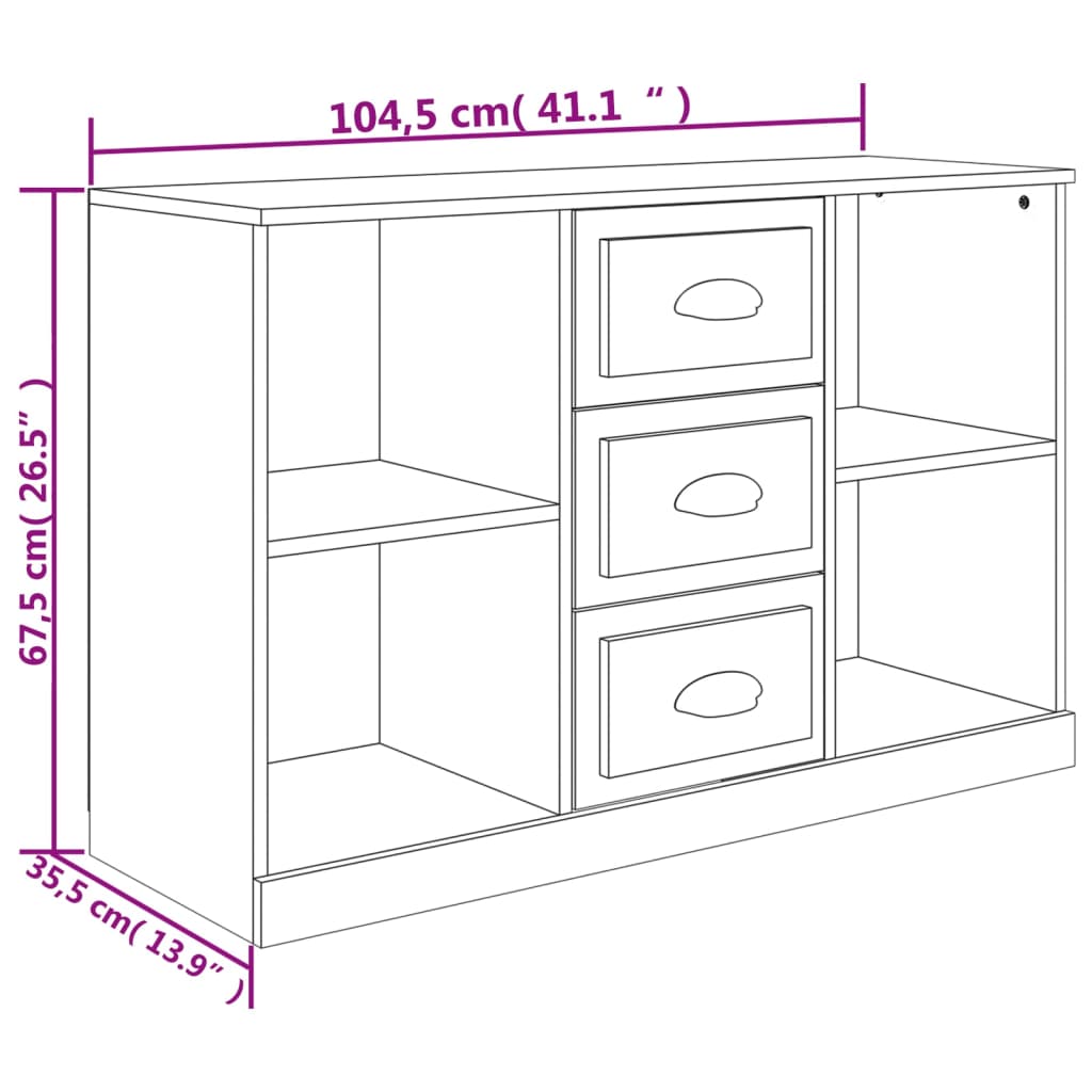 vidaXL betonszürke szerelt fa tálalószekrény 104,5 x 35,5 x 67,5 cm