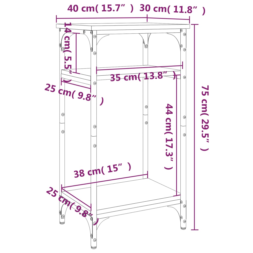 vidaXL fekete színű szerelt fa kisasztal 40 x 30 x 75 cm