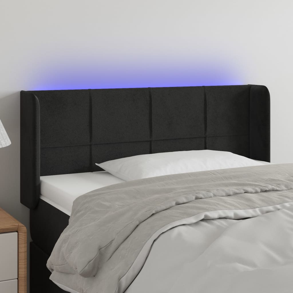 vidaXL fekete bársony LED-es fejtámla 83 x 16 x 78/88 cm