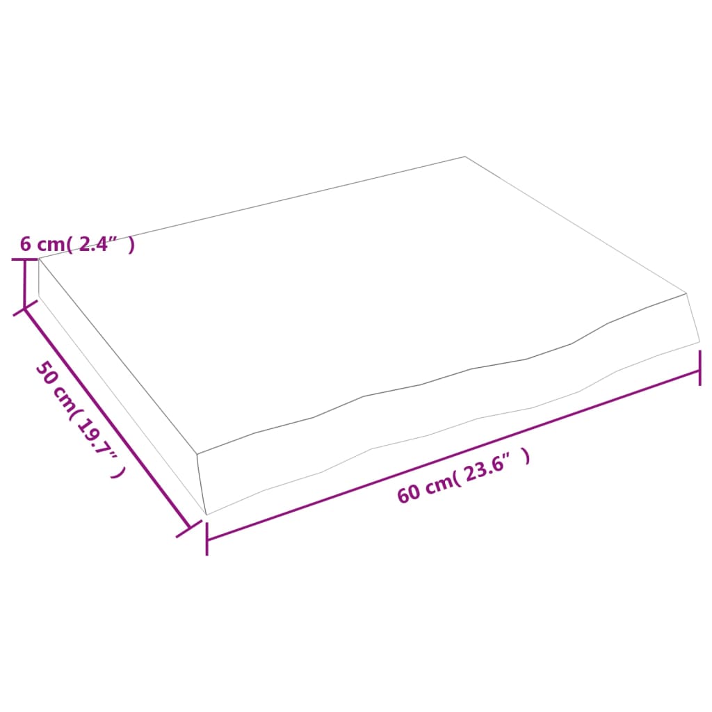 vidaXL kezeletlen tömör tölgyfa asztallap 60x50x(2-6) cm