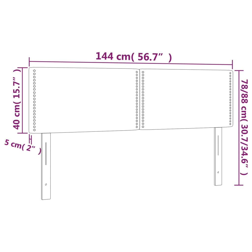 vidaXL 2 db fekete szövet fejtámla 72 x 5 x 78/88 cm