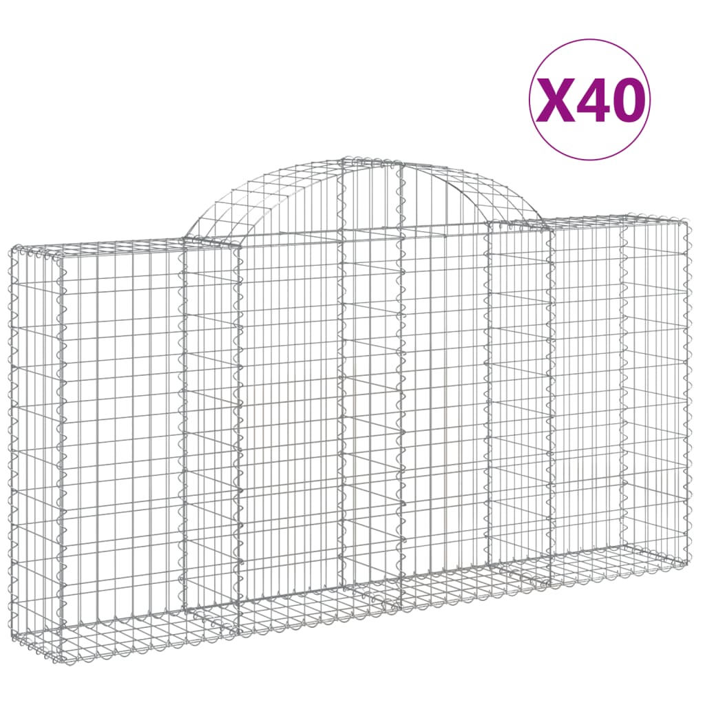 vidaXL 40 db íves horganyzott vas gabion kosár 200x30x100/120 cm