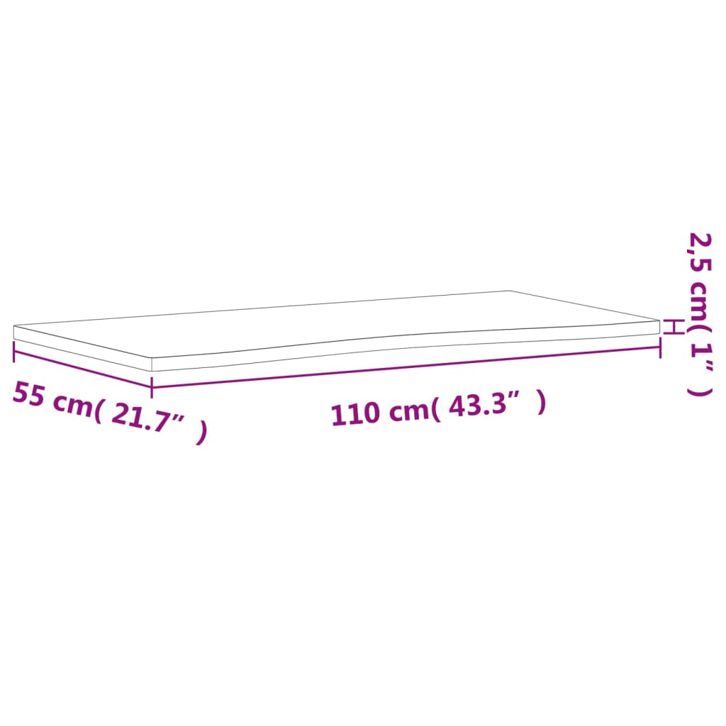 vidaXL tömör bükkfa íróasztallap 110 x (50-55) x 2,5 cm