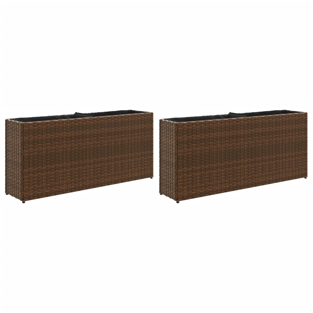 vidaXL 2 db barna polyrattan kerti ültetőláda 2 cseréppel 90x20x40 cm