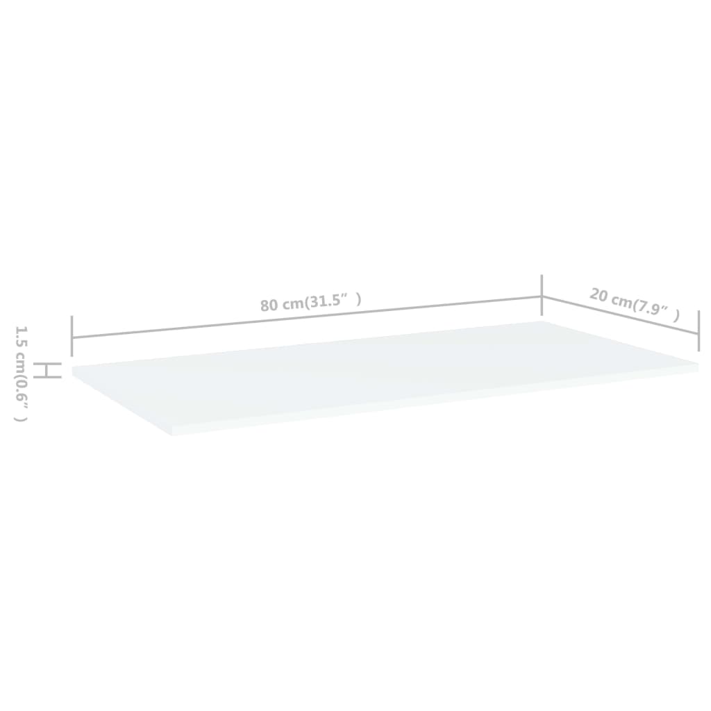 vidaXL 4 db fehér szerelt fa könyvespolc lap 80 x 20 x 1,5 cm