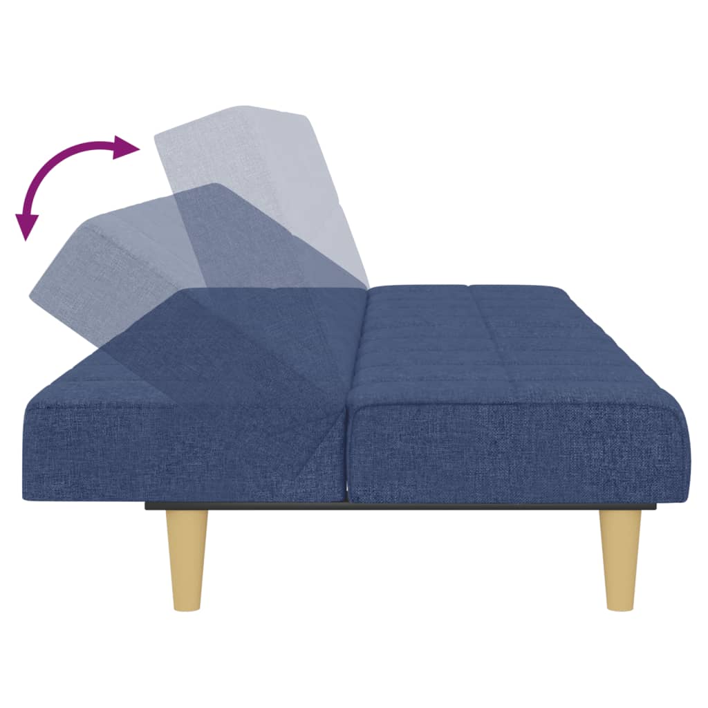 vidaXL kétszemélyes kék szövet kanapéágy