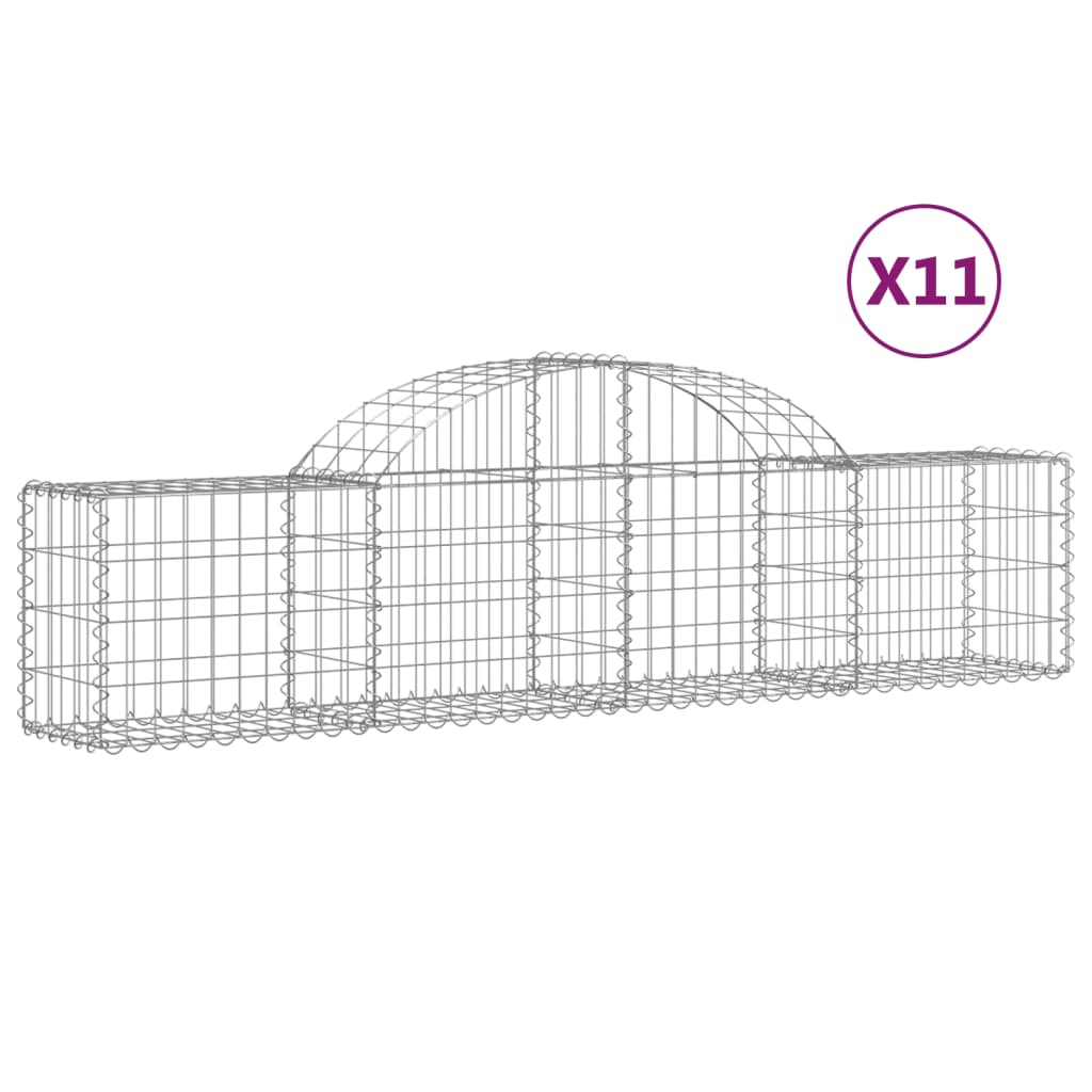 vidaXL 11 db íves horganyzott vas gabion kosár 200x30x40/60 cm