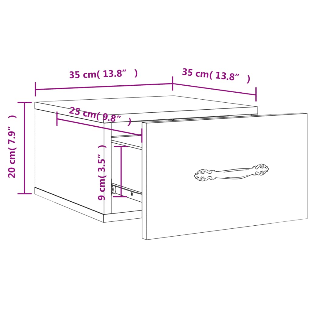 vidaXL 2 db barna tölgyszínű fali éjjeliszekrény 35 x 35 x 20 cm