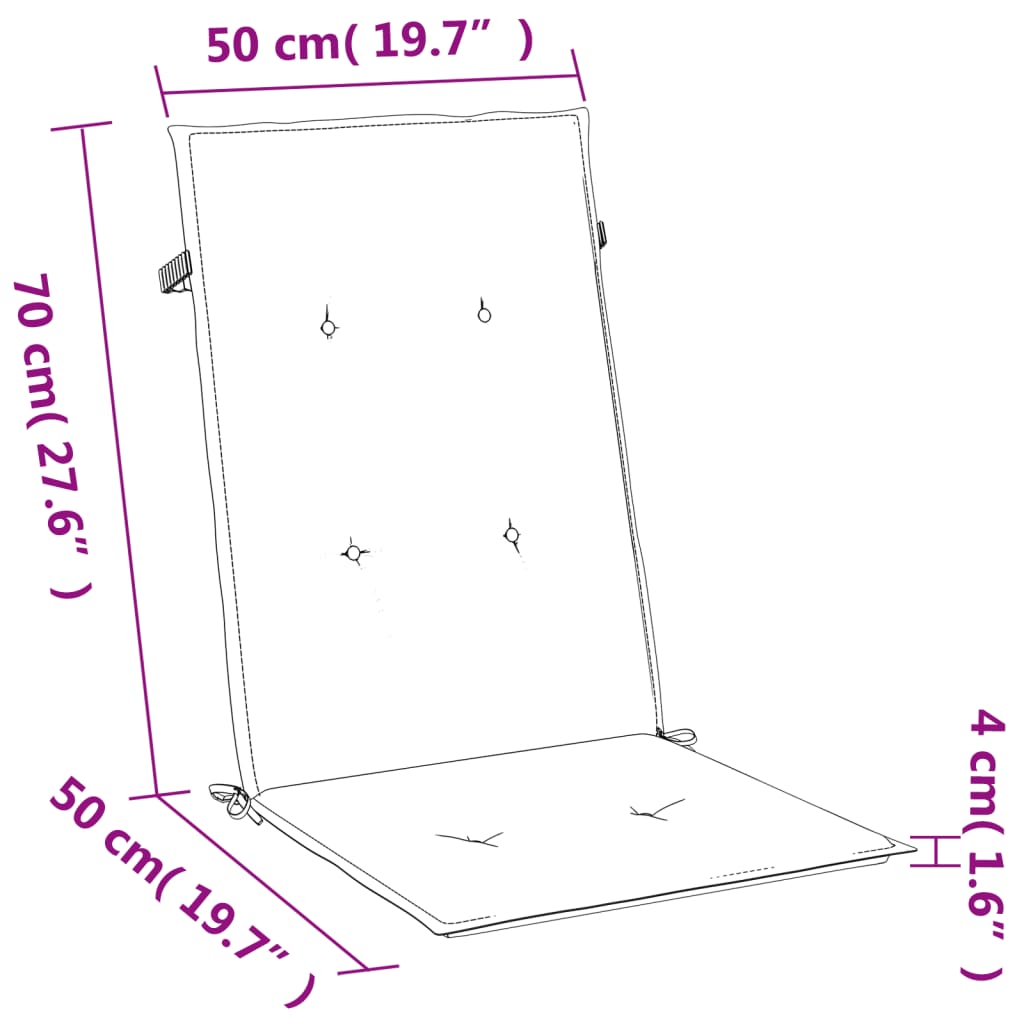 vidaXL 4 db melange piros szövet magas háttámlájú székpárna 120x50x4cm