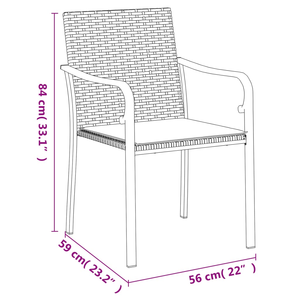 vidaXL 9 részes polyrattan és acél kerti étkezőgarnitúra párnával