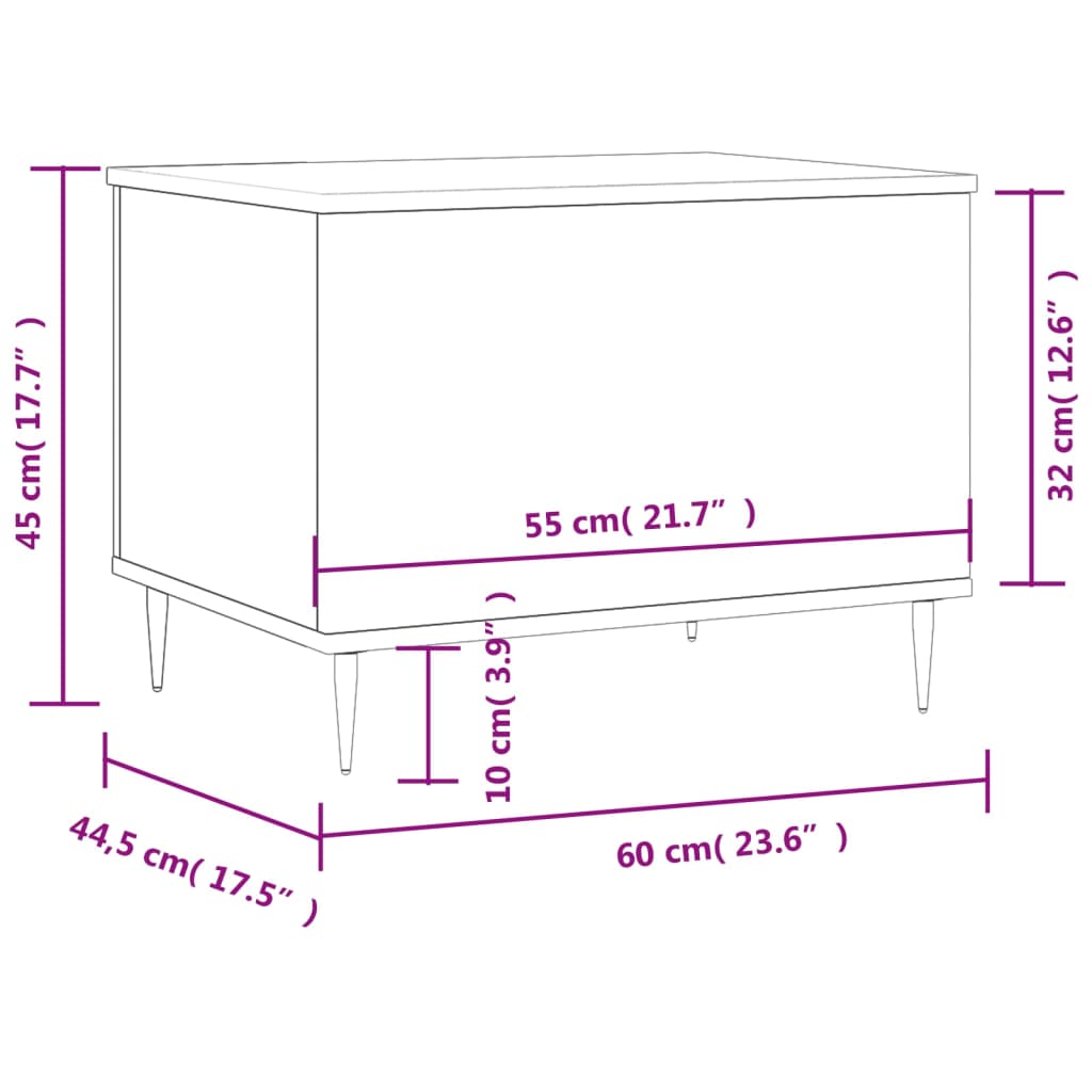 vidaXL füstös tölgy színű szerelt fa dohányzóasztal 60x44,5x45 cm