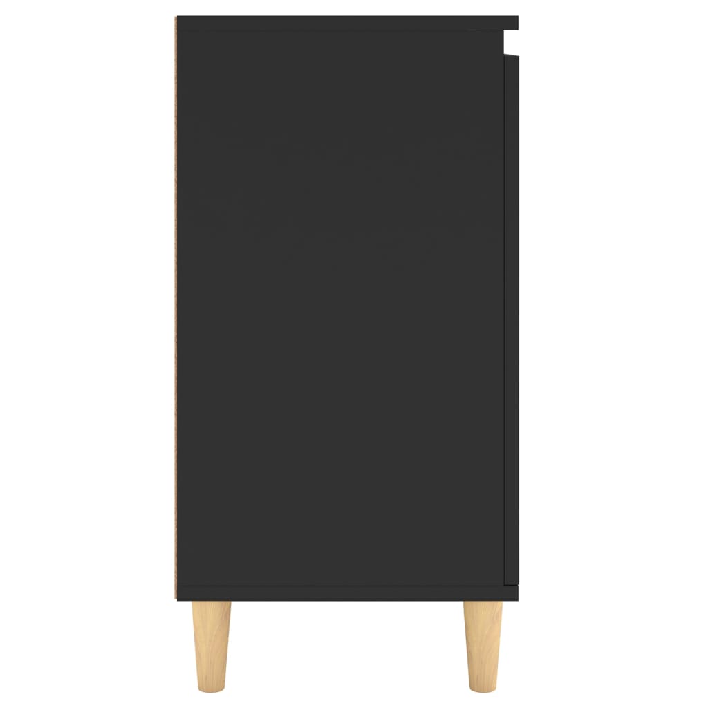 vidaXL fekete szerelt fa tálalószekrény tömör falábakkal 60x35x70 cm