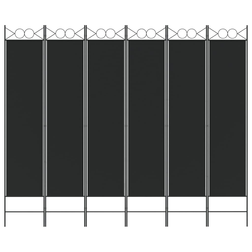 vidaXL 6-paneles fekete szövet térelválasztó 240 x 200 cm