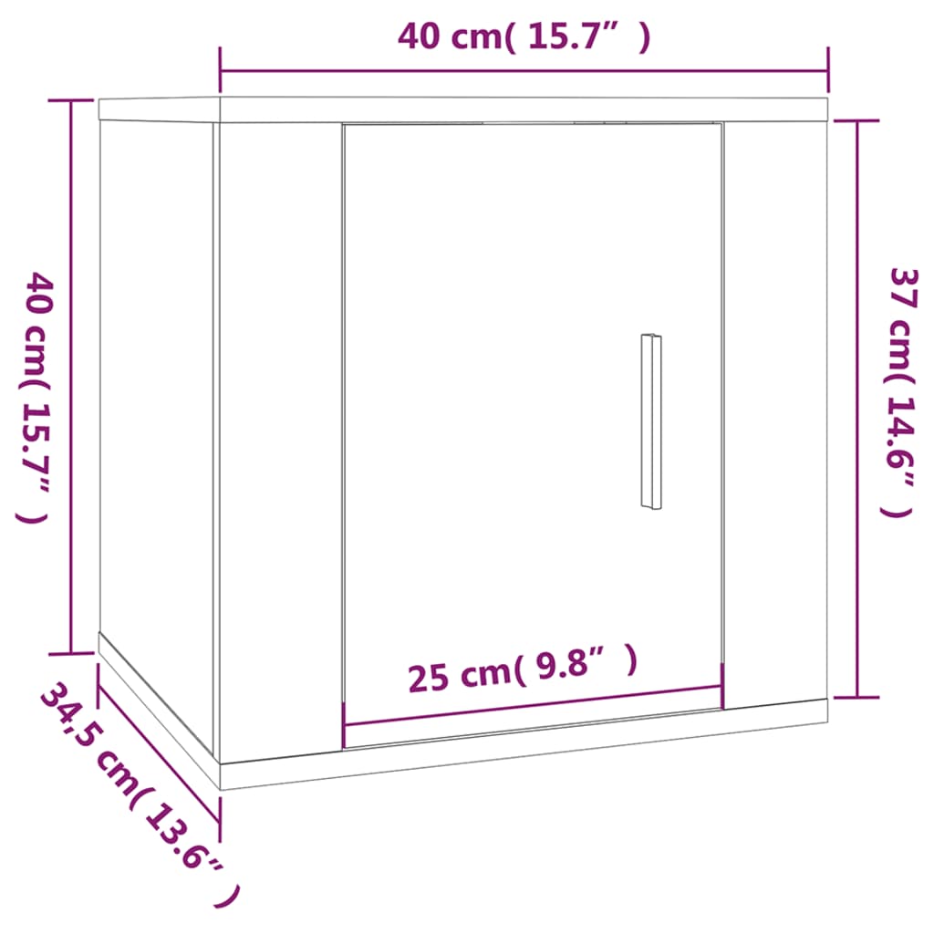 vidaXL 2 db betonszürke fali TV-szekrény 40x34,5x40 cm