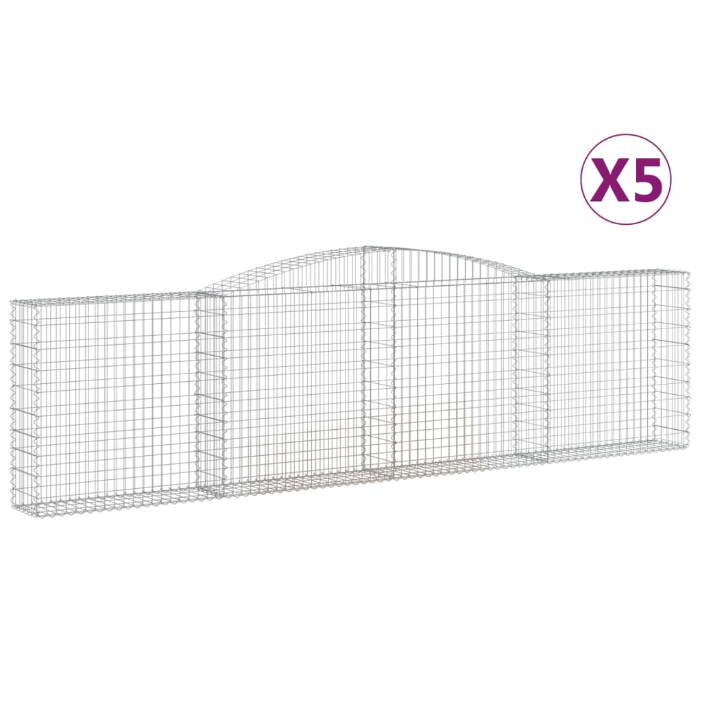 vidaXL 5 db íves horganyzott vas gabion kosár 400x30x100/120 cm