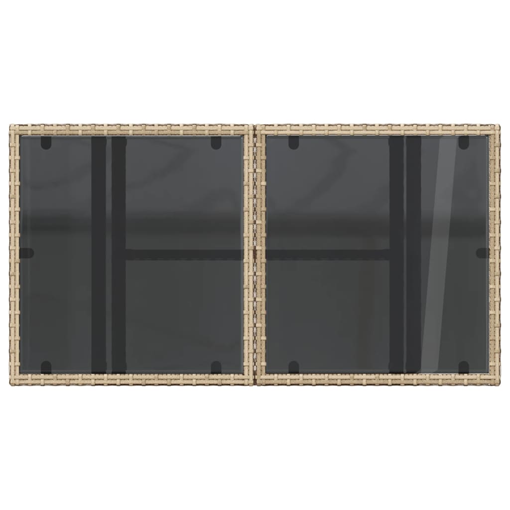 vidaXL bézs polyrattan üveglapos kerti asztal 100 x 55 x 73 cm