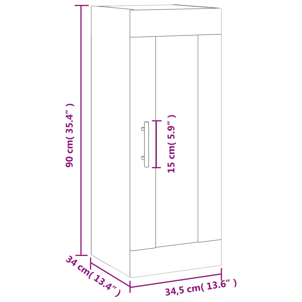 vidaXL betonszürke fali szekrény 34,5 x 34 x 90 cm