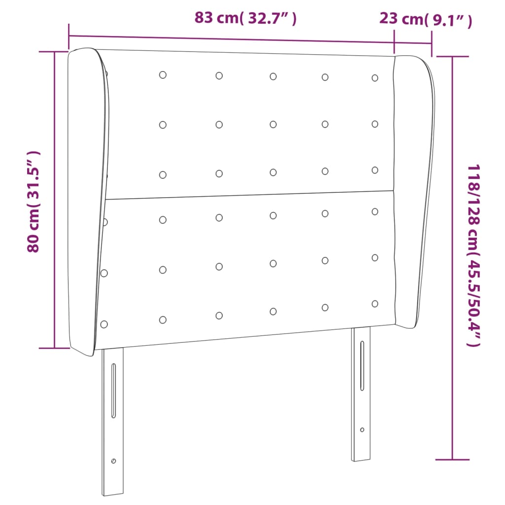 vidaXL fekete műbőr fejtámla szárnyakkal 83 x 23 x 118/128 cm