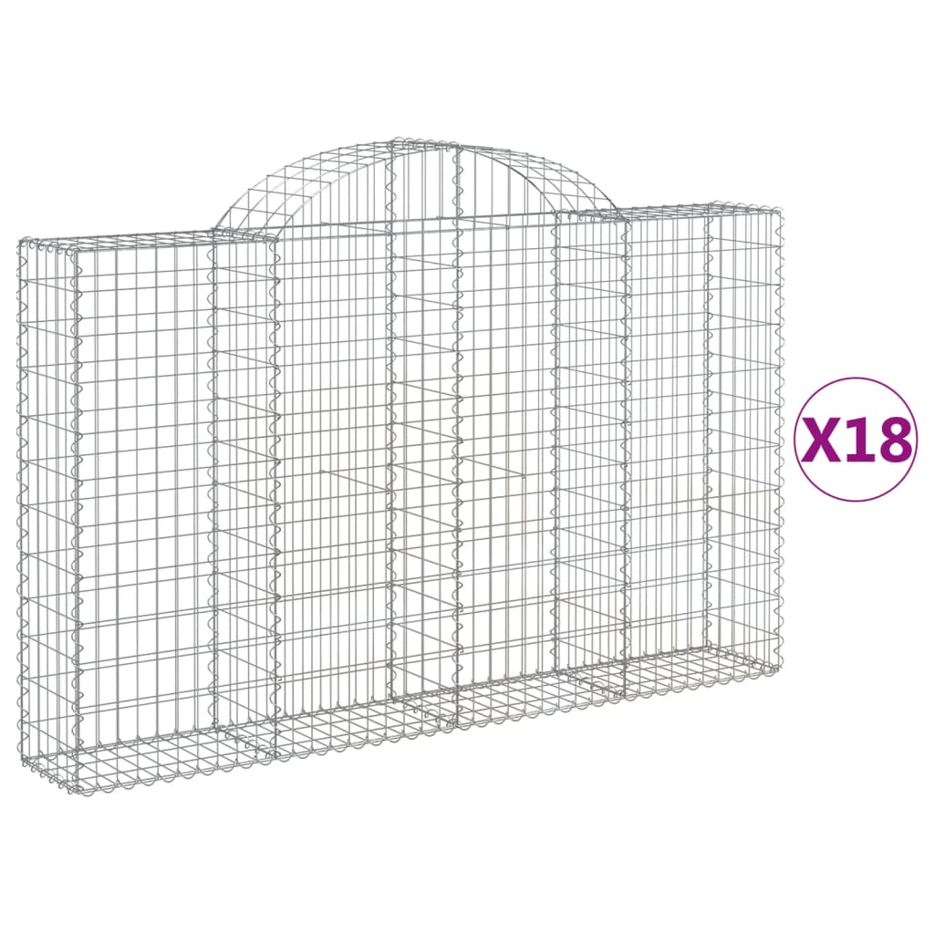 vidaXL 18 db íves horganyzott vas gabion kosár 200x30x120/140 cm