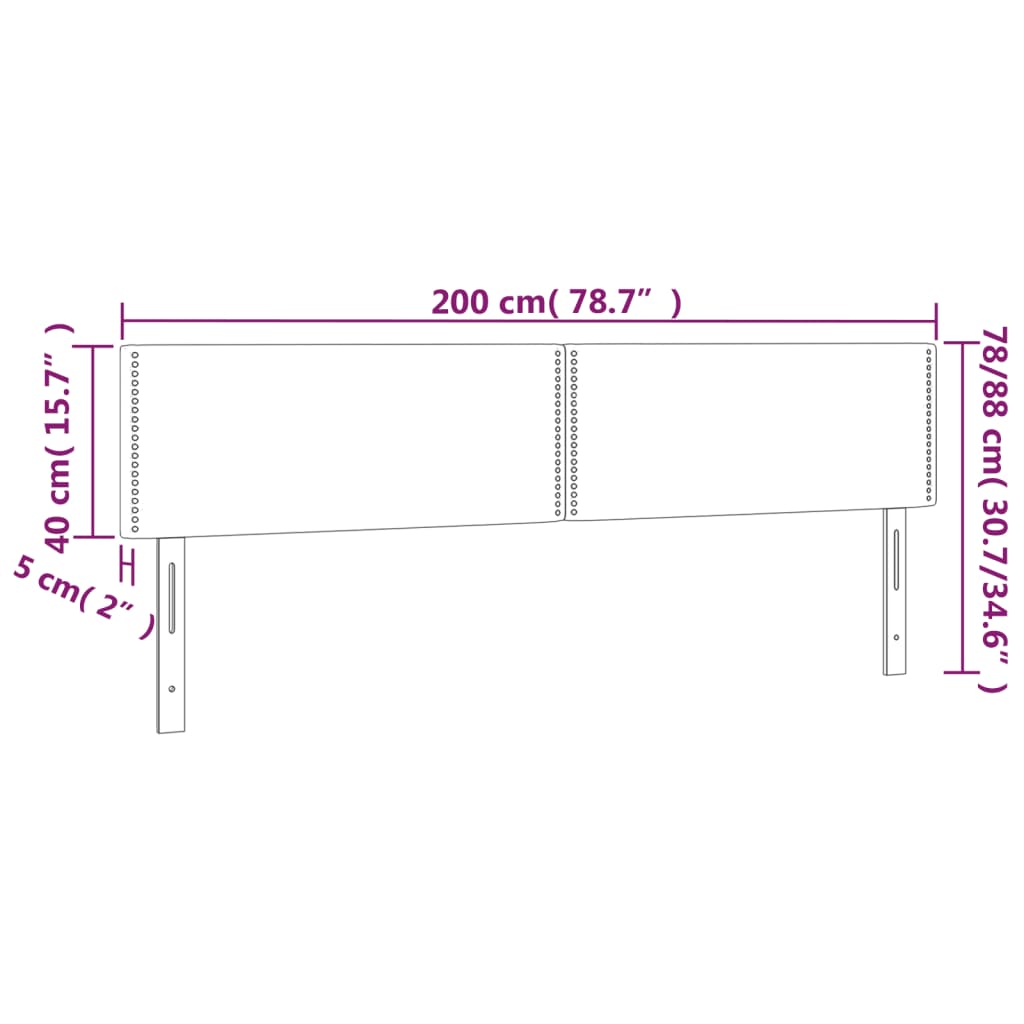 vidaXL 2 db fekete műbőr fejtámla 100x5x78/88 cm