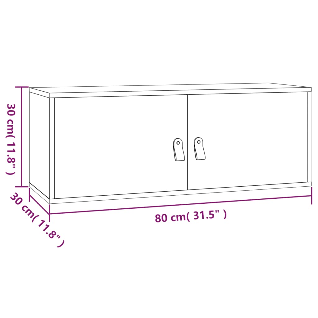 vidaXL fekete tömör fenyőfa faliszekrény 80 x 30 x 30 cm