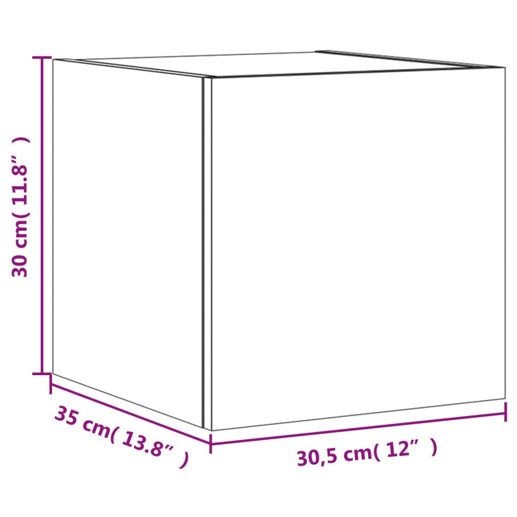 vidaXL 2 db fehér fali TV-szekrény LED-világítással 30,5x35x30 cm