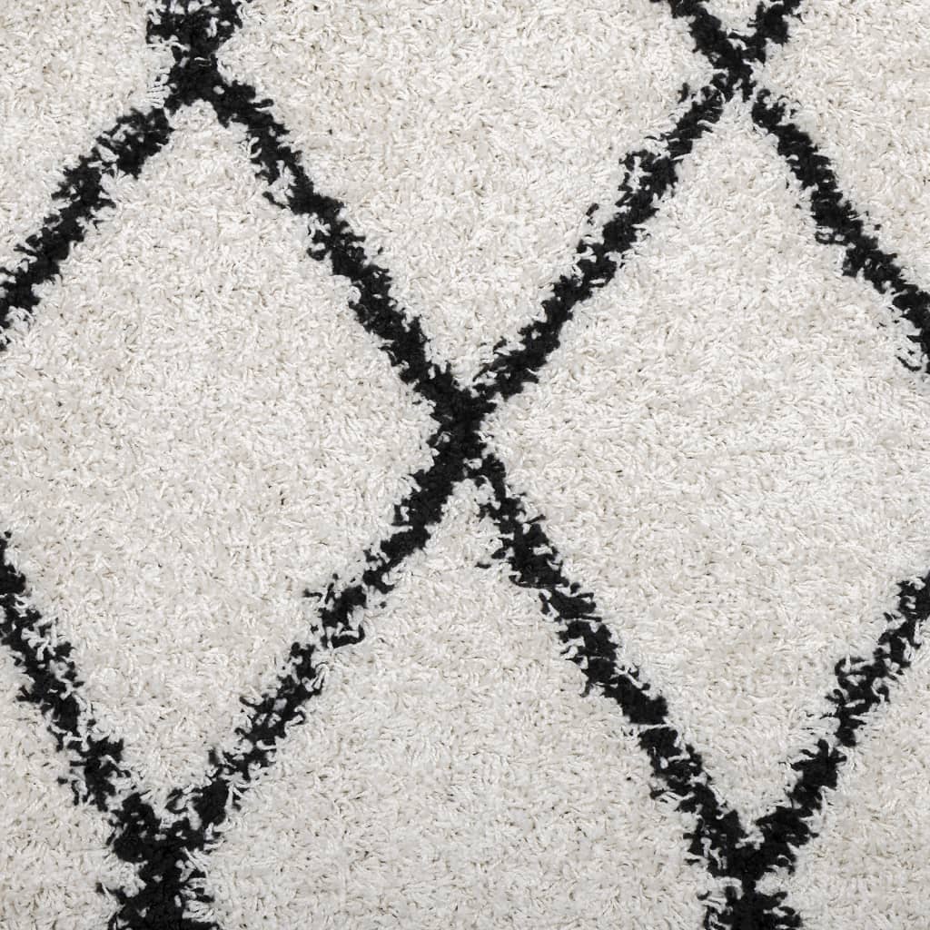 vidaXL PAMPLONA krém-fekete magas szálú bolyhos modern szőnyeg Ø 80 cm