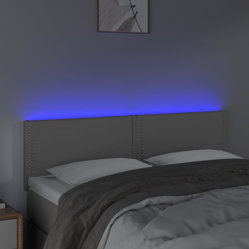 vidaXL szürke műbőr LED-es fejtámla 144 x 5 x 78/88 cm