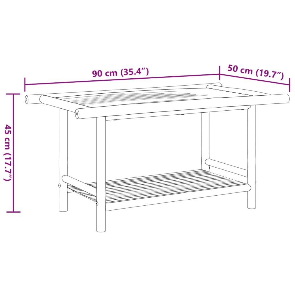 vidaXL bambusz dohányzóasztal 90x50x45 cm