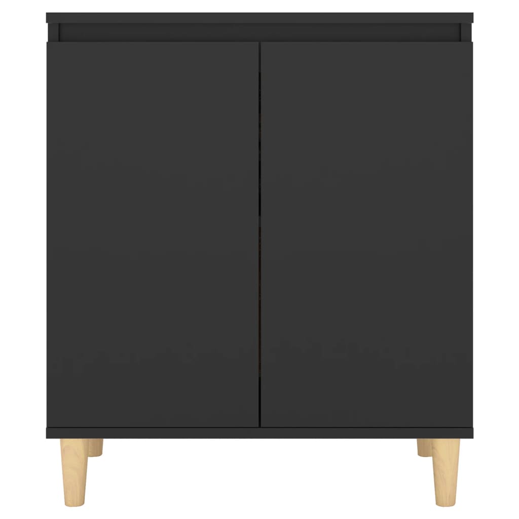 vidaXL fekete szerelt fa tálalószekrény tömör falábakkal 60x35x70 cm