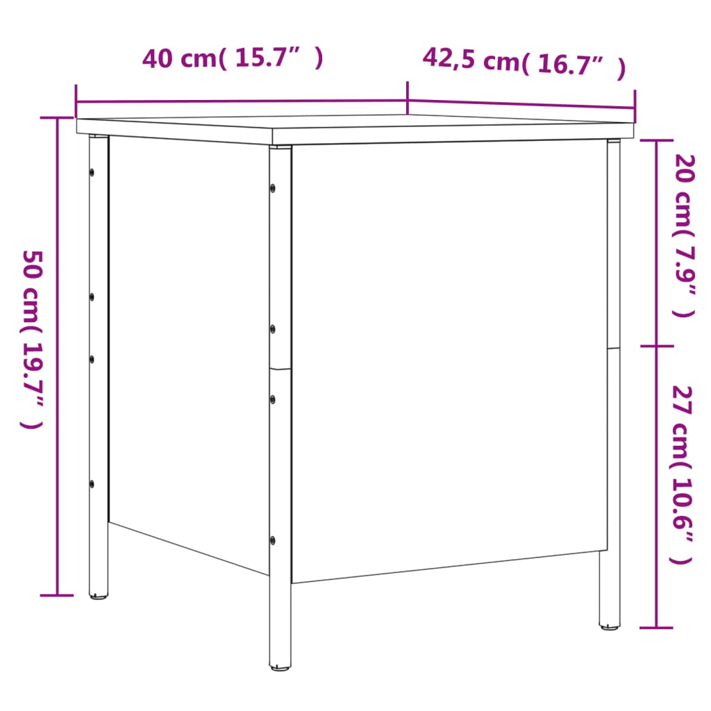 vidaXL sonoma tölgy színű szerelt fa tárolópad 40x42,5x50 cm