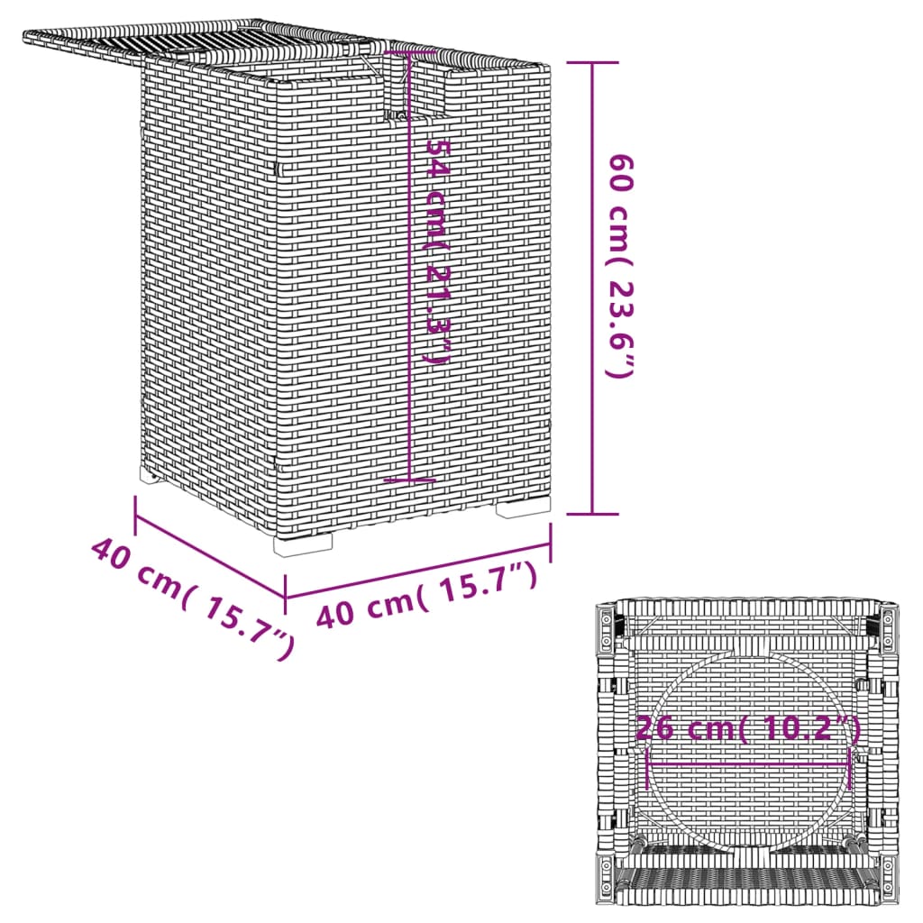 vidaXL bézs polyrattan propántartály borító asztal 40 x 40 x 60 cm